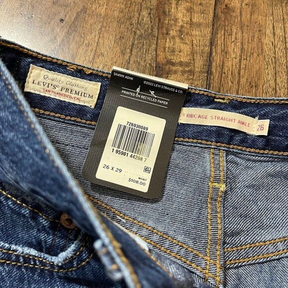 Levi’s Ribcage Straight Ankle Jeans Size 26 - Picture 6 of 11